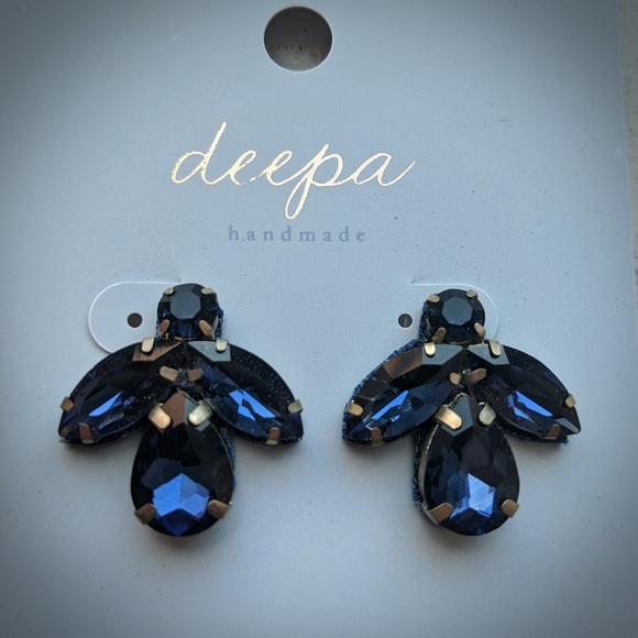 deepa Jewelry - Sapphire blue rhinestone earrings